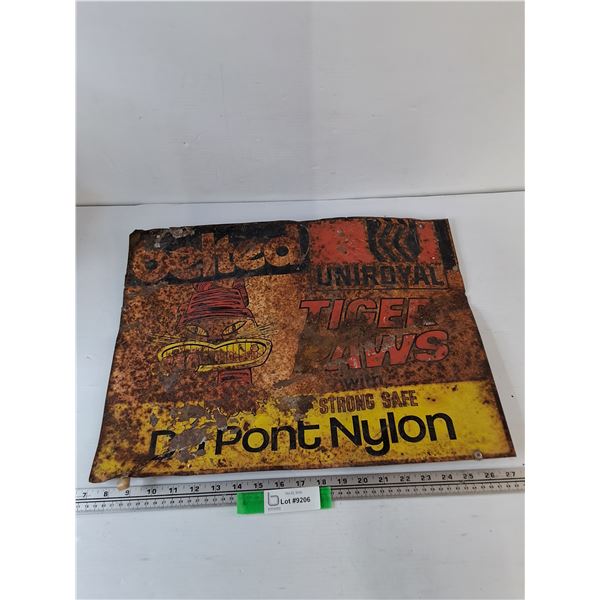 Uniroyal Tiger Paw Tires with DuPont Nylon Marketing Sign 20  x 15  As-Is