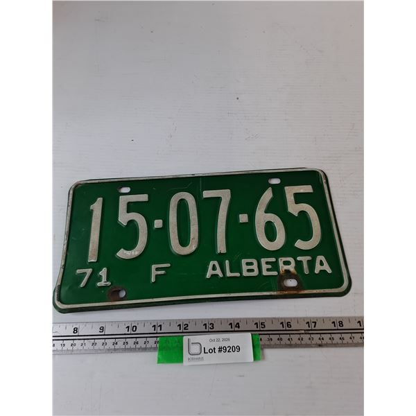 1971 Alberta License Plate
