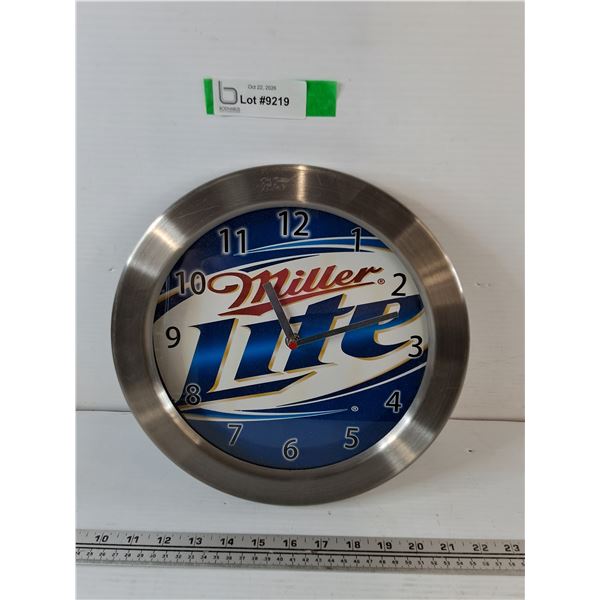 Miller Lite Analog Wall Clock Untested As-Is