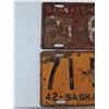 Image 2 : (2) Saskatchewan License Plates, 1941 - 1942 As-Is