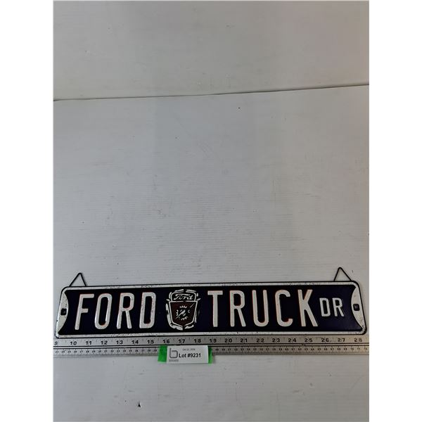 Ford Truck Dr Hanging Metal Sign 3 1/4  x 20 