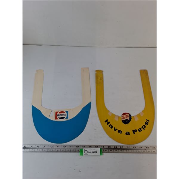 (2) Vintage Pepsi Promotional Cardboard Sun Visors