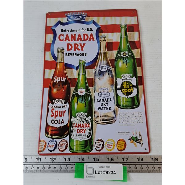 Refreshments for US Canada Dry Metal Wall Poster, 7 3/4  x 11 3/4 