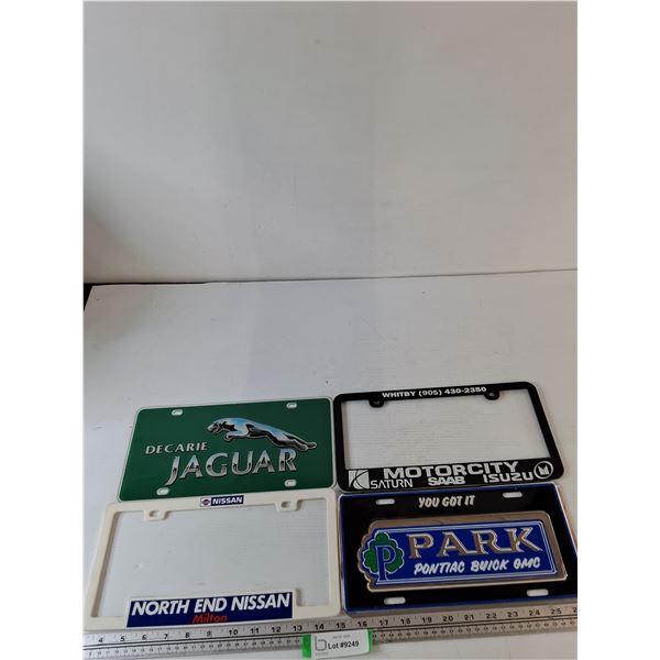 (2) Promotional License Plate, (2) License Plate Frames, Nissan Jaguar, Park, Motorcity