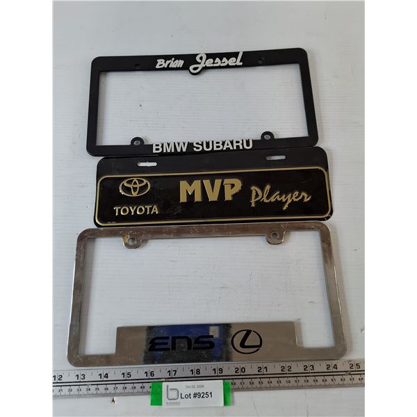 (1) Toyota License Plate Advertisement, (2) License Plate Frames, ENS and BMW Subaru