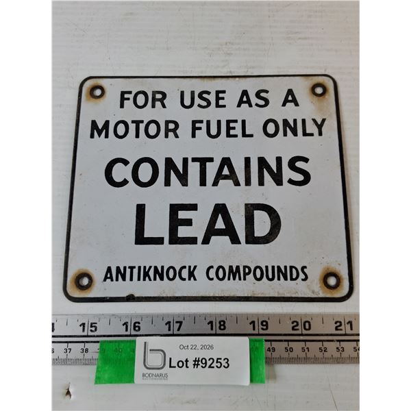 Motor Fuel Only Contains Lead Gas Pump Sign