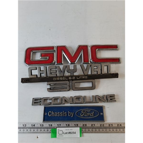 (4) Car Emblems- Ford Chassis, Econoline, Chevy Van, GMC