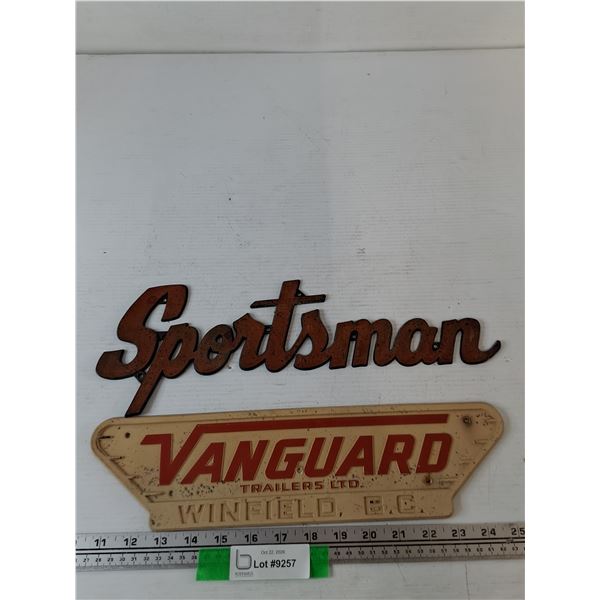 (2) Signs- Vanguard Trailers and Sportsman