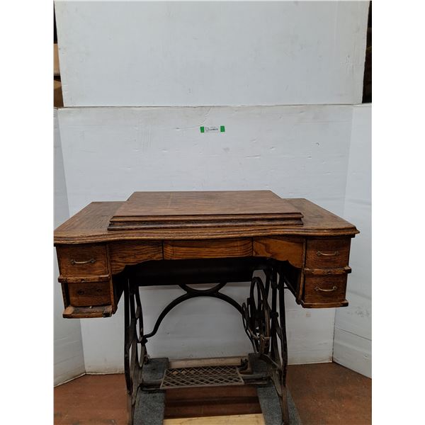 *Antique Wooden Drop-Head Treadle Sewing Machine Cabinet 35 x19 x31  (cannot ship)