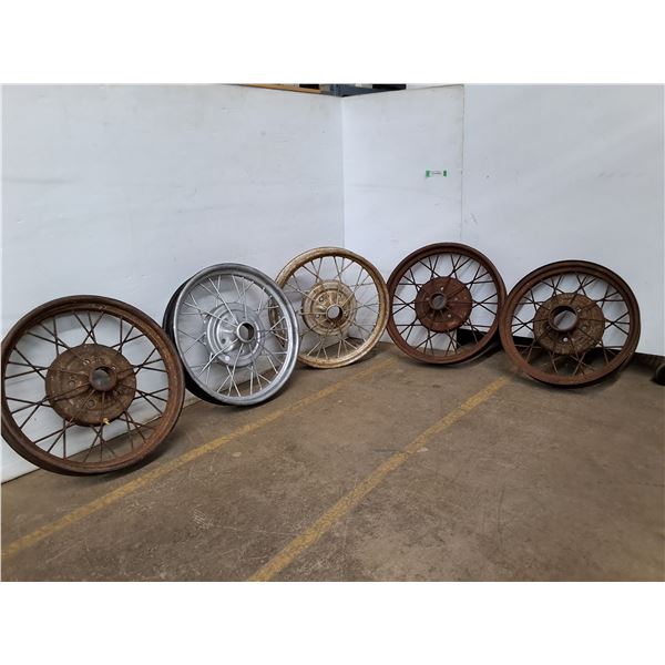 *Vintage Wire-Spoke Rims (4)Ford Model T, (1)Ford Model A 20-22  (cannot ship)