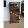 Image 1 : *Vintage Wooden Glass-Front Gun Cabinet 28"x12"x62" (crack in glass, cannot ship)