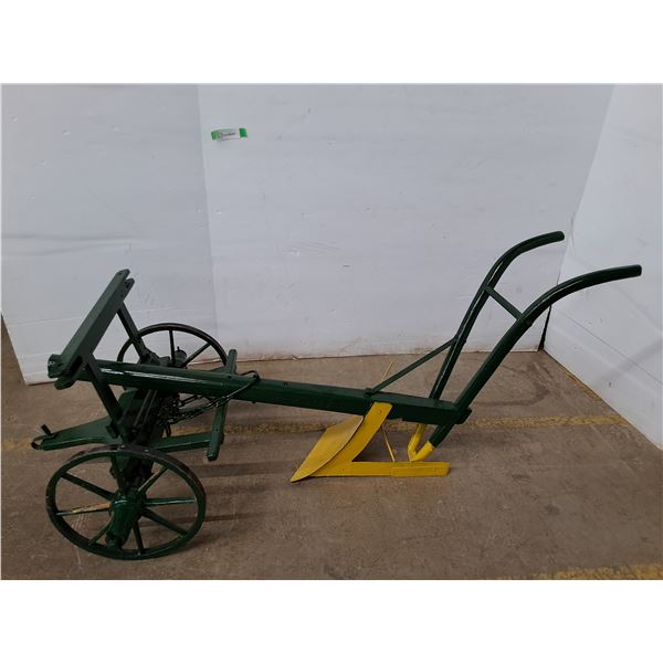 *Showpiece Wooden Wheeled Walking Plow 51 x27 x25  (cannot ship)