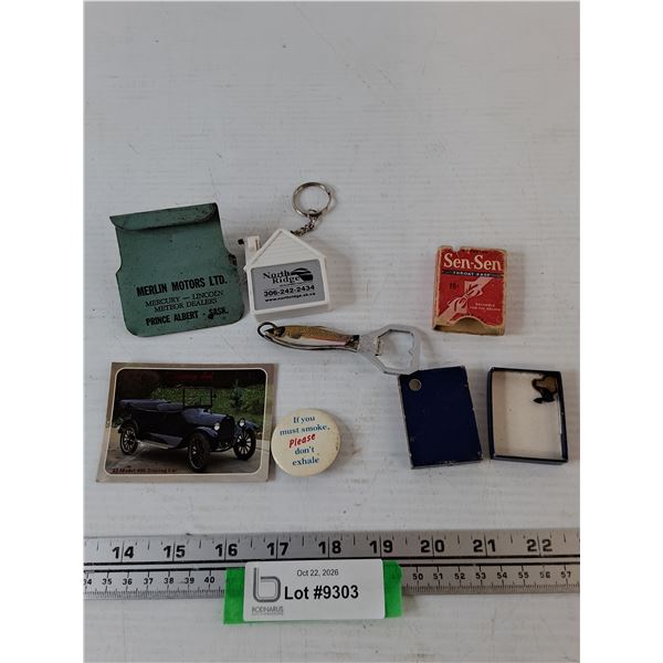Northridge Mini Measuring Tape, Smoking Pin, Throat Easer Box, Fish Bottle Opener and Knife