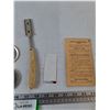 Image 5 : Canadian Coin Book Guide, Straight Razor With Safety Teeth, (4) Pins, Terry Fox, Bugs Bunny, Misc