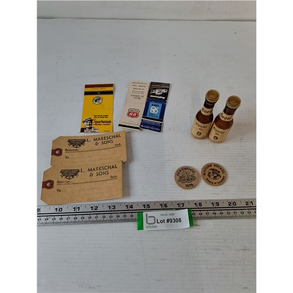 (3) Matchbook Covers, Doors Salt & Pepper Shakers Wooden Nickels