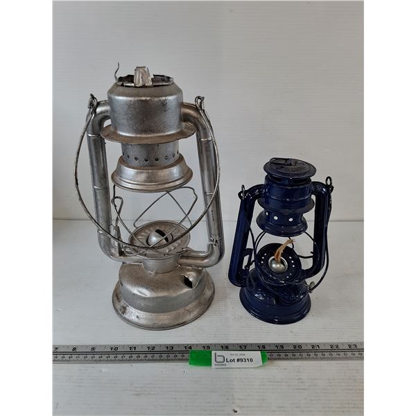 Blue and Silver Oil/Kerosene Lanterns No Glass As-Is
