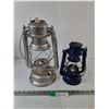 Image 1 : Blue and Silver Oil/Kerosene Lanterns No Glass As-Is