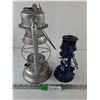 Image 3 : Blue and Silver Oil/Kerosene Lanterns No Glass As-Is