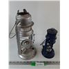 Image 4 : Blue and Silver Oil/Kerosene Lanterns No Glass As-Is