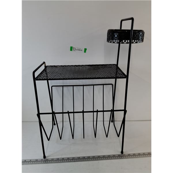 *Black Metal Magazine Rack with Ashtray, Pickup Only