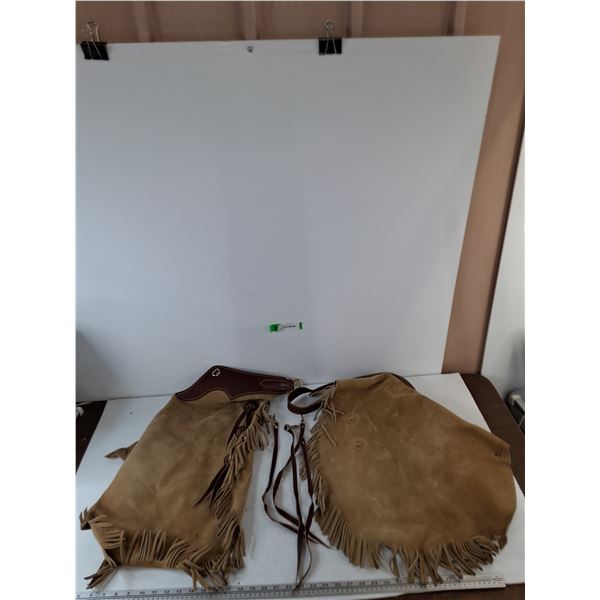 Leather Half Chaps Riding Chinos with (4) Straps As-Is