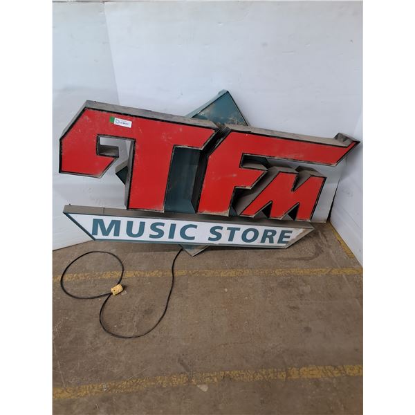 *TFM Music Store Sign 54 x36  Powers On Cannot Ship