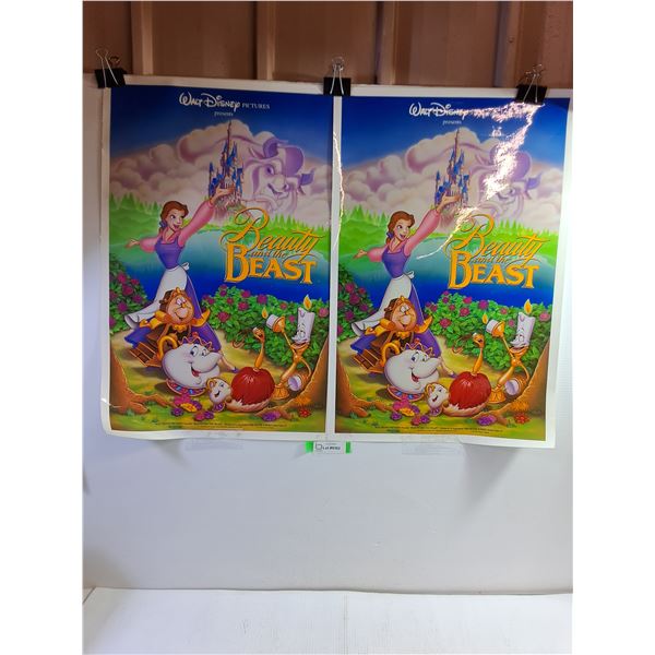 (2) Walt Disney  Beauty and the Beast  Laminated Movie Posters 18 x27 
