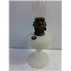 Image 4 : Aladdin Model B-91 Quilt Oil Lamp-Features White Moonstone Diamond Quilt Font-Chimney has Damage