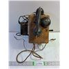 Image 1 : Antique Wooden Crank Ringer Box with Non-Dial Desk Telephone
