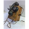 Image 2 : Antique Wooden Crank Ringer Box with Non-Dial Desk Telephone
