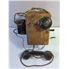 Image 4 : Antique Wooden Crank Ringer Box with Non-Dial Desk Telephone