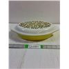 Image 1 : Vintage Pyrex Verde Divided Caserole Dish with Olive Green Floral Pattern on Lid/Chartreuse Base