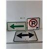 Image 1 : (3) Roadway Signs, No Parking Left, Directions