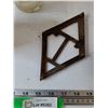 Image 8 : (3) Vintage Glass Electrical Insulators, (2) Metal Irons, (1) Iron Stand, (1) Wooden Box