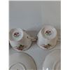 Image 10 : (4) Royal Albert American Beauty Porcelain Teacups and (5) Saucers, (1) Queen Anne Teacup