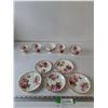Image 1 : (4) Royal Albert American Beauty Porcelain Teacups and (5) Saucers, (1) Queen Anne Teacup