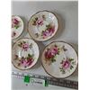 Image 2 : (4) Royal Albert American Beauty Porcelain Teacups and (5) Saucers, (1) Queen Anne Teacup