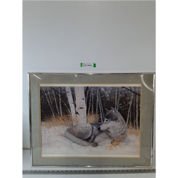 Solitude - Grey Wolf Framed Painting Print by BZ Del Mar, 28 1/2  x 22 1/4 