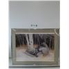 Image 1 : Solitude - Grey Wolf Framed Painting Print by BZ Del Mar, 28 1/2" x 22 1/4"