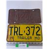 Image 1 : (2) License Plates, P Trailer Saskatchewan 1971, 1975 Trailer MO