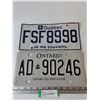 Image 1 : (2) License Plates, Ontario and Quebec