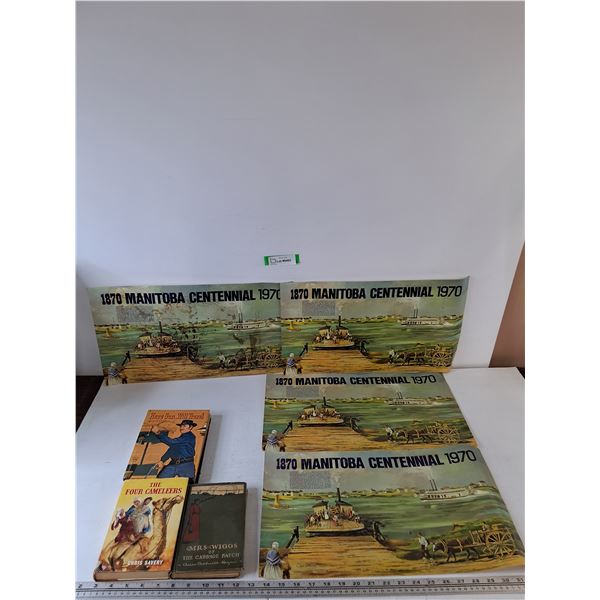(5) Centennial Manitoba Placemats (3) Books, Four Cameleers, Mrs Wiggs, Have Gun Will Travel Paladin