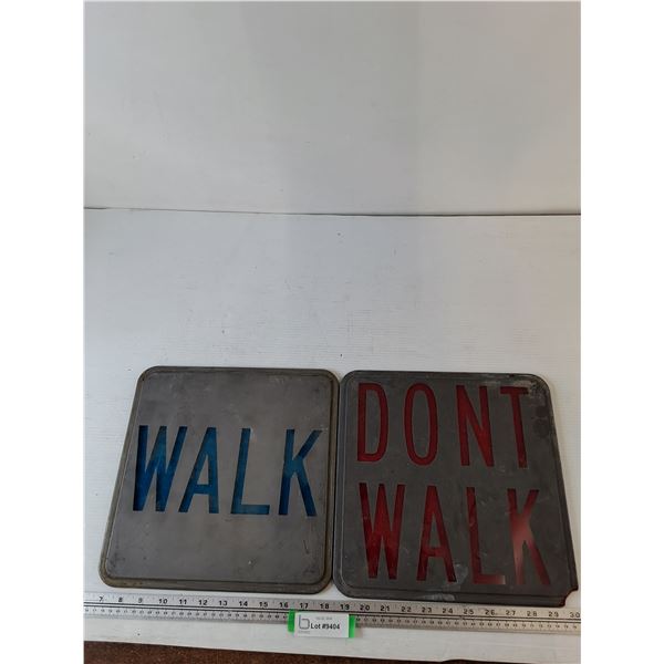 (2) Glass Signs, Walk and Don't Walk with Chipped Corner As-Is