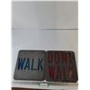 Image 1 : (2) Glass Signs, Walk and Don't Walk with Chipped Corner As-Is