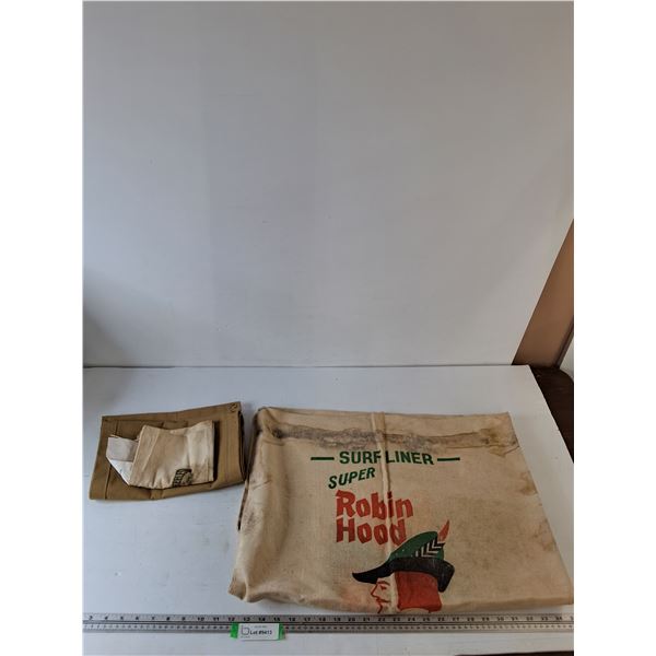 (3) Canvas Bags, (1) Canvas Banner, Sealer Wheeler Seeds, Robin Hood Flour, Koolah