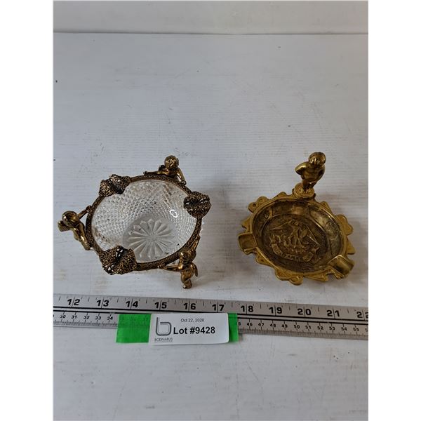 (2) Brass Ashtrays