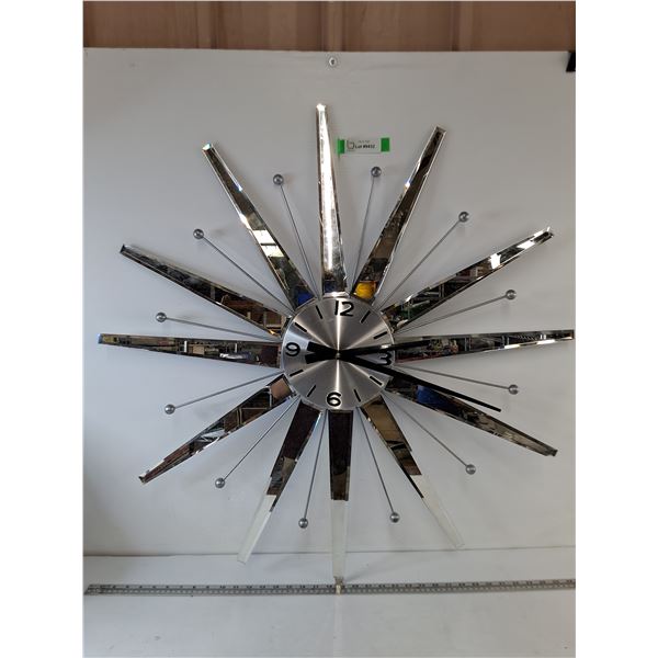 Mirrored Starburst Wall Clock As-Is with Several Small Breaks