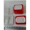 Image 4 : (5) Red Pyrex Refrigerator Dishes, (2) Lids