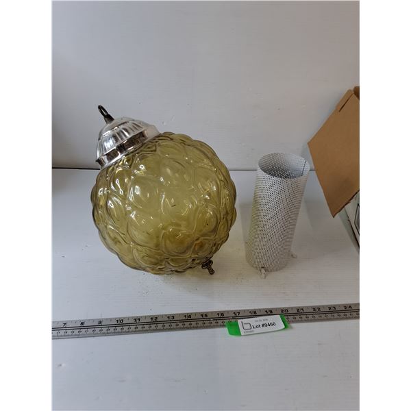 Amber Glass Globe Hanging Lamp Cover, Tent Stove Chimney Pipe Mesh