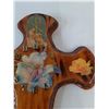 Image 3 : Christian Religious Clock with Wooden Cross Body and Religious Iconography Untested As-Is